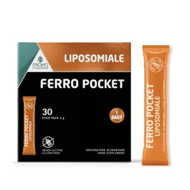 Ferro Pocket - Integratore di Ferro Liposomiale con Vitamina B e Vitamina C – Supporto Energia, Riduzione Stanchezza, Anemia – Supporto durante Convalescenza - Alta Tollerabilità – 30 stick da 2 g