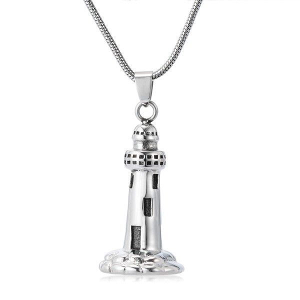 FASJOY Cremation Ashes Necklace Lighthouse Urn Ashes Vial Holder Keepsake Jewelry remains Memorial Locket