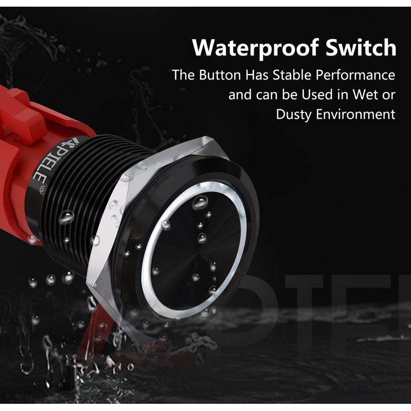 APIELE 10 Amp 19mm Latching Push Button Switch 12V SPST