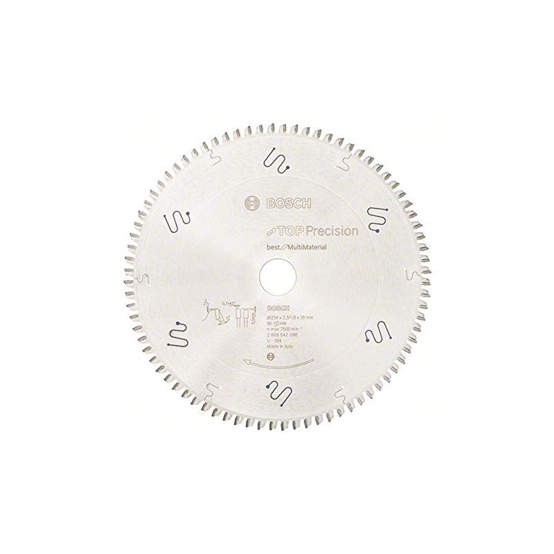Bosch 2608642098 BSMUB 80 Tooth Top Precision Circular Saw Blade,