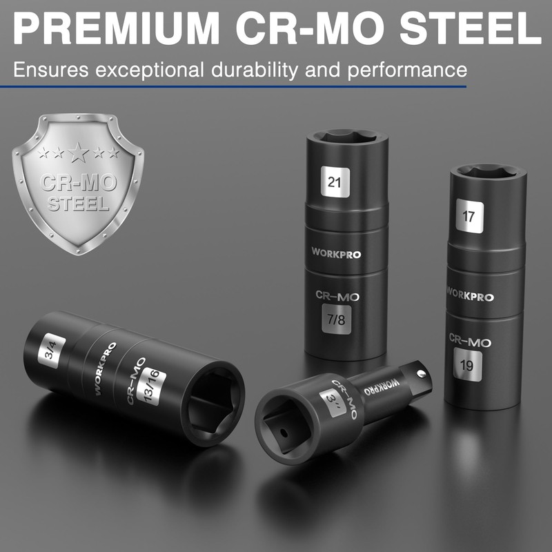 WORKPRO 4PCS Impact Socket Set 1/2" Drive, Lug Nut Socket