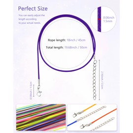 YETOOME 100 Pcs Waxed Necklace Cord, 18 Inch Rope Necklace String with Clasp for Necklace Bracelet Jewelry Making Accessories (Thickness 1.5mm, Multicolor)