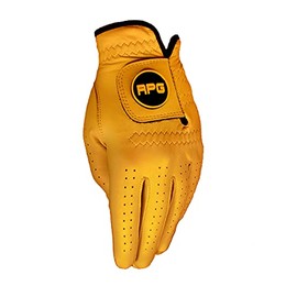 Mens LH--RPG Colored Golf Gloves 100% CABRETTA Leather (Gold, Medium)-Perfect to Match Colors with Your Golf Shirt, Golf Pants, Golf hat, Golf Bag, Golf Brush, Golf Towel, Golf tees, Divot Tool, etc