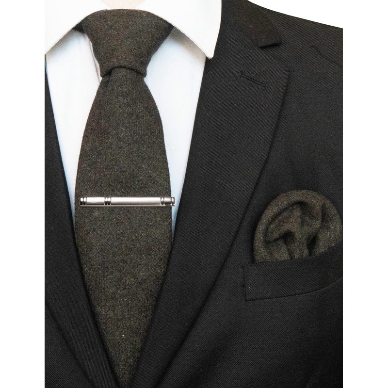 JEMYGINS Cashmere Wool Tie and Pocket Square Tie Clip Sets