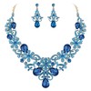 BriLove Women's Costume Elegant Crystal Flower Scroll Teardrop Statement Necklace