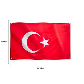 Runesol Turkey flag, 91 x 152 cm, Turkey flag, 4 eyelets, one in each corner, Day of Victory, Turkish Day of the Republic, premium flags for outdoor and indoor use, rich colours