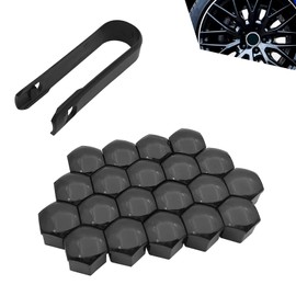 Downhill 20 PCS 17MM Wheel Lug Nut Covers, Cratch and Rust Resistant Hexagon Car Wheel Nut Caps, Wheel Center Bolt Caps with Removal Clip, for Most Cars, Trucks, SUVs (Black)
