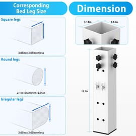 FOROIRON 2025 Up-Grade 4 Pack Carbon Steel Dorm Bed Riser 3.15" Diameter Metal Bed Riser Tall Bed Riser for Dorm Wooden Bed Frame Table Adjust Height 3.2", 5.1", 8.1",11.2" (for Bed Leg 2.3-3.1")