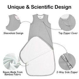 Supersoft Rayon Made from Bamboo Sleep Sack 24-36 Months 0.5 Tog Toddler Sleep Sack 2t Baby Wearable Blanket 3t with 2-Way Zipper Summer Unisex Sleeping Bag for Babies (2 Pack) Pink & Gray