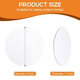 40 PCS Cake Boards 6 inch Round Cake Cardboard Rounds White Cake Board, Cake Circles Round Base Food-Grade Cardboard Cake Plate for Cakes Christmas Bread Desserts (Thin and Strong)