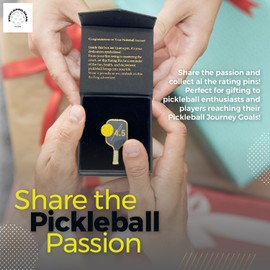 Pickleball Rating Pin Set – Levels 2.5 to 5.0 – 6 Paddle-Shaped Metal Pins in Gift Box – Celebrate Your Pickleball Journey – by PickleProGear