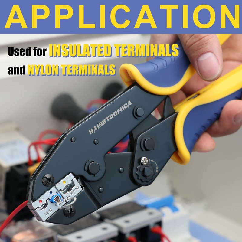 Haisstronica Insulated Wire Connector Crimping Pliers Crimping Tool Ratchet Crimping