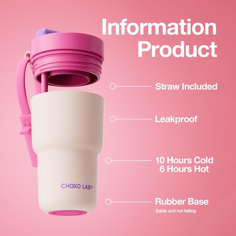 CHAKO LAB Stainless Steel Insulated Water Bottle with Two Drinking