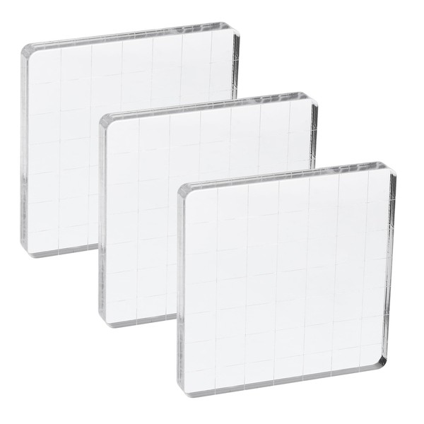 PATIKIL Acrylic Stamp Block, 3 Pack Stamping Block Rectangular Shape
