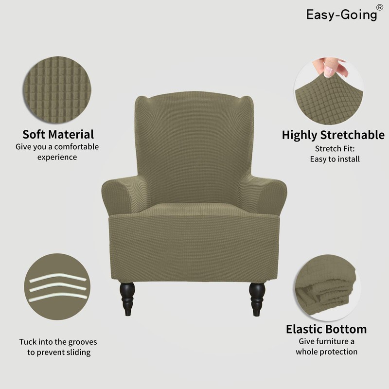 Easy-Going Stretch Wingback Chair Sofa Slipcover 1-Piece Sofa Cover Furniture