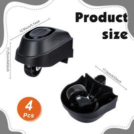 CUTHOLLOW 4Pcs 12388 & 12293 Foot Caster Wheel Big Replacement Wheel for Vacuum, Heavy Duty Caster Wheels for Concrete Floor and Workshop Use, Black，Ridgid Vacuum Parts