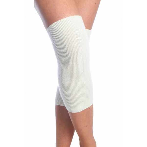 Angora Wool Knee Pads for Warming Joints (Ecru, XXL)