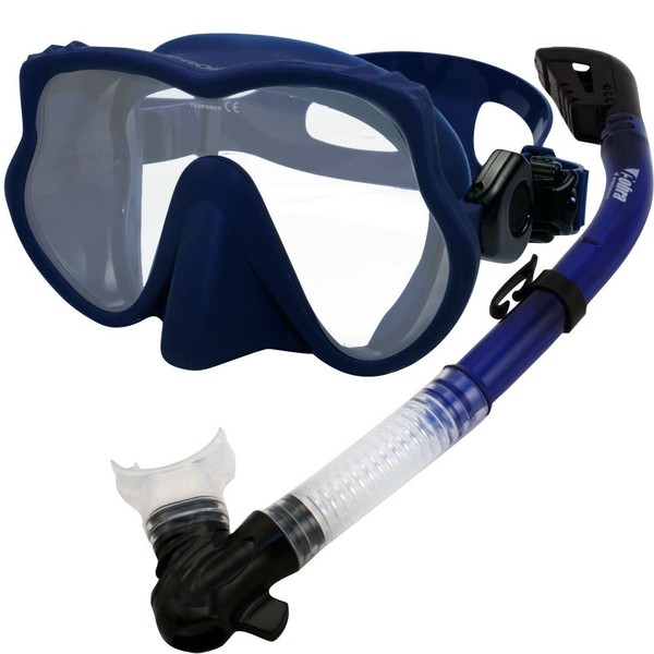 Promate Snorkeling Scuba Diving Frameless Mask Snorkel Gear Set, Blue