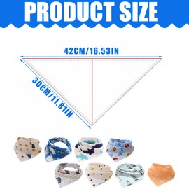 NHQZ Pack of 8 Drool Bibs Baby Muslin Triangular Scarf Baby for Boys and Girls
