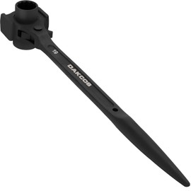DAKCOS 3/4" x 7/8" Ratchet Spud Wrench with Hammer Head, 12 Point Double Ended Socket Ratcheting Podger Scaffold Wrench, Black