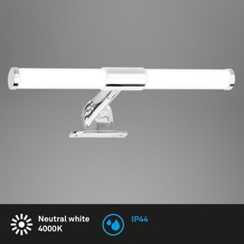 BRILONER - Lampada da specchio a LED per bagno con montaggio 2 in 1, protezione dagli spruzzi d'acqua IP44, bianco neutro 4.000K, lampada per bagno, illuminazione mobile, 30 cm, cromo
