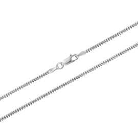 Collar de cadena cubana Miami de plata de ley 925 maciza, 2,5 mm, 3,5 mm, 4 mm, cerradura de langosta, 40,6 a 76,2 cm, fabricado en Italia, 16, Plata esterlina, Sin gemas.