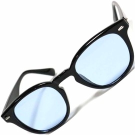 [FashionBerry] クロ×ライトブルー ウェリントン型 黒縁メガネ サングラス 2WAY仕様 UVカット クリアレンズ カラーレンズ 軽量フレーム メンズ レディース兼用 伊達メガネ風 おしゃれ フェイクメガネ ドライブ 旅行 紫外線対策 1050541-F-478