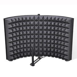 AW Studio 20x14" Microphone Isolation Shield Acoustic Foam Panel Sound Absorbing Vocal Recording Panel Stand Mount