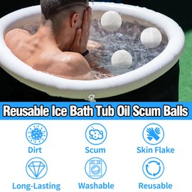 4 Pcs Cold Plunge Filter Scum Absorber, Ice Bath & Cold Plunge Accessories, Reusable Ice Bath Tub Filter Oil Scum Balls Floating to Keep Water Clear, Cold Plunge Water Filter, Ice Bath Water Cleaner
