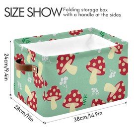 Rectangular Storage Bin Mushroom Basket with Handles - Toy Bins Laundry Storage Basket for Kids Toy Pets Room Closet