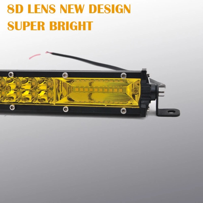 usparts888 14" inch Dual Row Bumper Yellow Led Light Bar