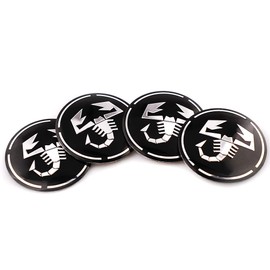 XDG 4X 2.2 Wheel Hub Caps Centre Cover for Abarth Scorpion Logo Circular arc Form 3D Stereo Aluminum Alloy Waterproof Emblem Badge Stickers for Fiat Abarth Punto 124/125/125/500 Stilo Ducato (Black)