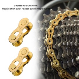 eMagTech 5 Pair of Bicycle Chain Links for 6/7/8 Speed Chain Mountain Road Bike Reusable Magic Buckles Quick Assemble Disassemble Manganese Steel Gold Cycling Accessories