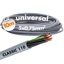 Lapp 1119105 Ölflex Classic 110 PVC Control Cable 5 x 0.75 mm² with Green/Yellow Protective Conductor 5G0.75 mm² I Sheathed Cable 5 Core I Cable 5 Core 10 m