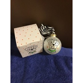 COTON COLORS Dog Ornament COTON Colors By Laura Johnson Green Yellow Collar Green Tag