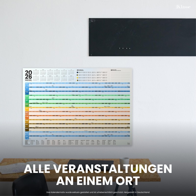 XXL Wandkalender 2026 A1 gefaltet auf A4 E&G Klasse Erwachsene