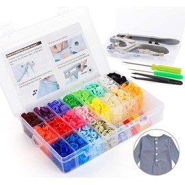 Snap Pliers + 400 Sets T5 Plastic Snap Buttons Fasteners 20 Colors Poppers Press DIY Studs Tools with 2 Clear Storage Boxes