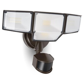 LUTEC 80W 9000LM LED Security Lights Hardwire Motion Sensor Outdoor Lights, 4 Head LED Flood Light Outdoor 5000K Daylight, IP65 Waterproof, Motion Detected Light for Outside, Garage, Yard (Brown)