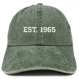Trendy Apparel Shop EST 1965 Embroidered - 60th Birthday Gift Pigment Dyed Washed Cap - Dark Green