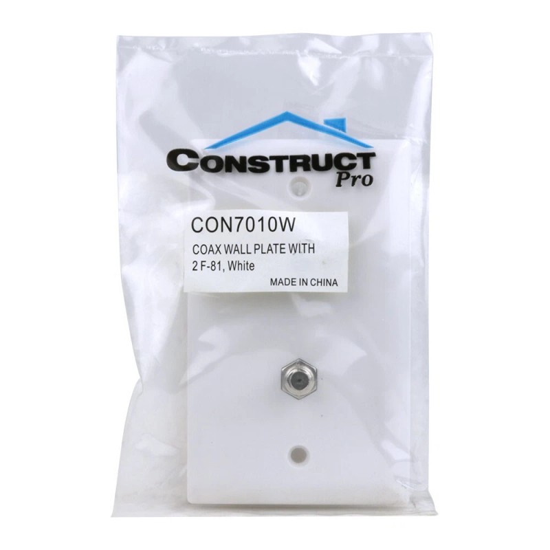 Construct Pro Wall Plate with Dual F-81 Connectors (White)