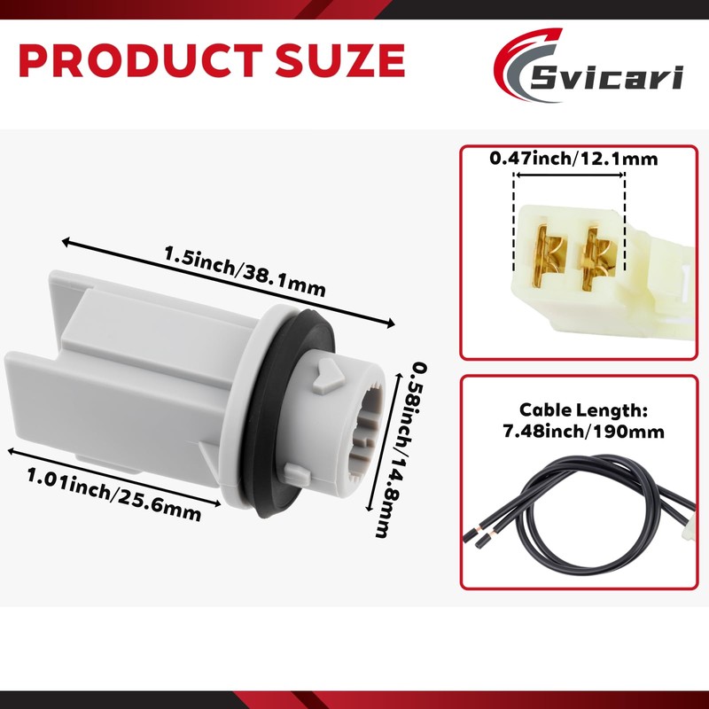 Svicari Side Marker Light Socket or License Plate Light with