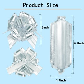 KJSHENDI Gifts Wrapping Pull Bows: Bulk Premium Matte Silver White Ribbon Bows for Presents - Gift Wrap Accessiroes for Holiday Decorations & Easter & Mother's Day(6 Inch 12 Pack)
