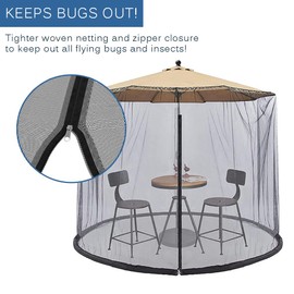 Ezone 7.5-11ft Umbrella Mosquito Bug Net for Outdoors Bug Netting for Patio Umbrellas Polyester Mesh Universal Canopy Mosquito Net Screen Bug Protection 7.5-11ft Adjustable Mosquito Net for Umbrellas