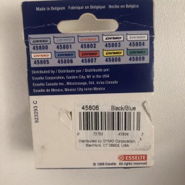 DYMO Labels - Black print on Blue tape, 19mm 3/4'' W x 23' L, 1 catridge (45806)