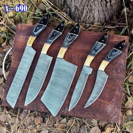 KNIVES SET Professional Handmade Damascus knives set Chef Knife Set Kitchen KNIVES SET