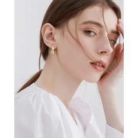 14K Gold Plated Open Hoop Women's Earrings - Dainty Multi Hoop Huggie Earrings (14k gold)