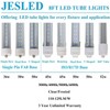 JESLED 8FT LED Bulbs Light, 72W 5000K Daylight, R17D/HO Base,