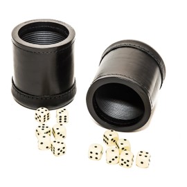 Two Bello Games Professional Genuine Leather Ribbed Dice Cups with 10 Dice