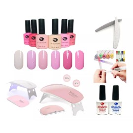 Rj Kit Gel Semipermanente+lampara Sun Led/uv+base+top+lima+acei