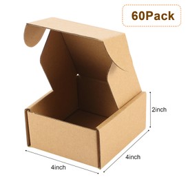 Qilery 60 Pcs Shipping Boxes Small Corrugated Cardboard Box Packaging Book Boxes Thick Comic Book Mailers for Packaging Present Mailing Small Business(Brown,4x 4 x 2 Inch)